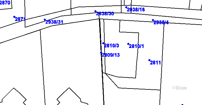 Parcela st. 2809/13 v KÚ Bludovice, Katastrální mapa