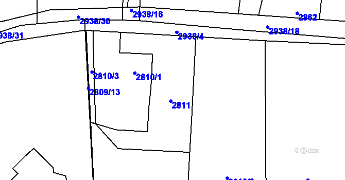 Parcela st. 2811 v KÚ Bludovice, Katastrální mapa