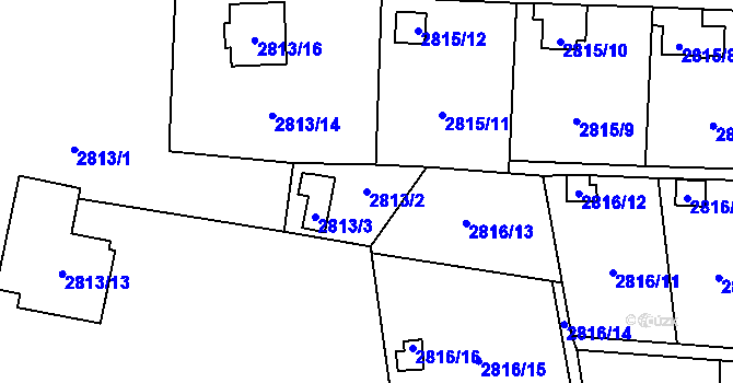 Parcela st. 2813/2 v KÚ Bludovice, Katastrální mapa