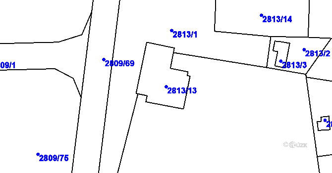 Parcela st. 2813/13 v KÚ Bludovice, Katastrální mapa