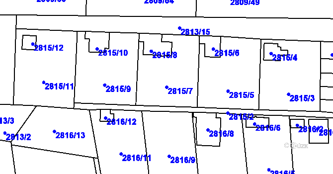 Parcela st. 2815/7 v KÚ Bludovice, Katastrální mapa