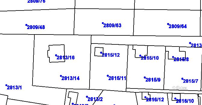 Parcela st. 2815/12 v KÚ Bludovice, Katastrální mapa
