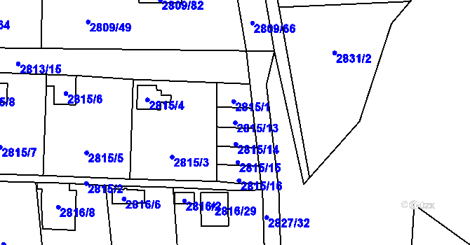 Parcela st. 2815/13 v KÚ Bludovice, Katastrální mapa