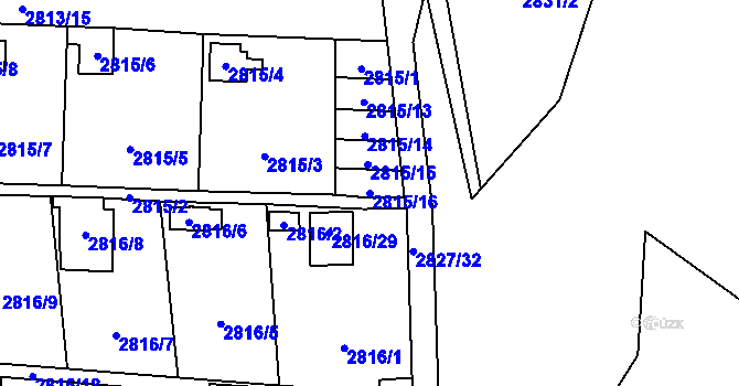 Parcela st. 2815/16 v KÚ Bludovice, Katastrální mapa