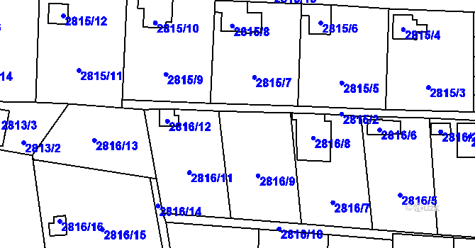 Parcela st. 2816/10 v KÚ Bludovice, Katastrální mapa