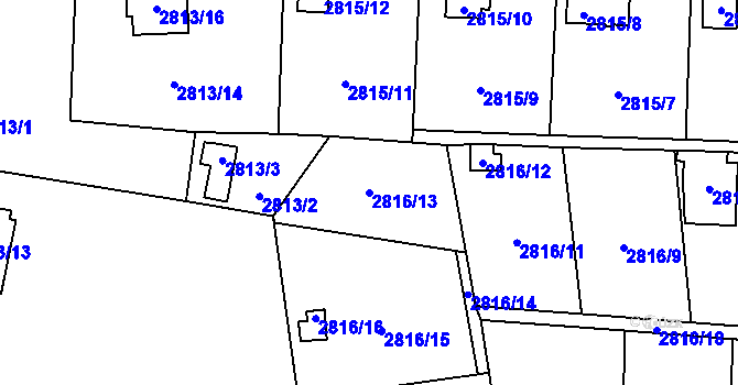 Parcela st. 2816/13 v KÚ Bludovice, Katastrální mapa