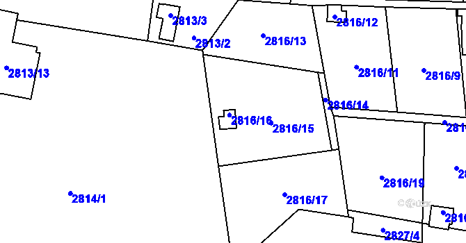 Parcela st. 2816/16 v KÚ Bludovice, Katastrální mapa