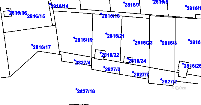 Parcela st. 2816/22 v KÚ Bludovice, Katastrální mapa
