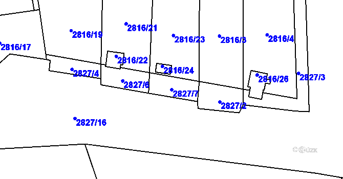 Parcela st. 2827/7 v KÚ Bludovice, Katastrální mapa