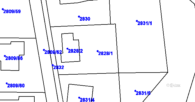 Parcela st. 2828/1 v KÚ Bludovice, Katastrální mapa