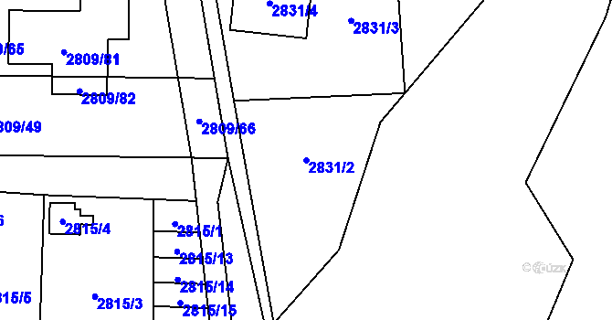 Parcela st. 2831/2 v KÚ Bludovice, Katastrální mapa