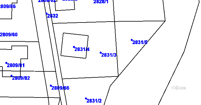 Parcela st. 2831/3 v KÚ Bludovice, Katastrální mapa