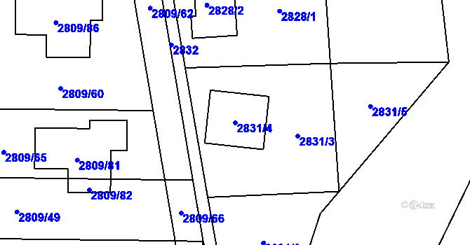 Parcela st. 2831/4 v KÚ Bludovice, Katastrální mapa