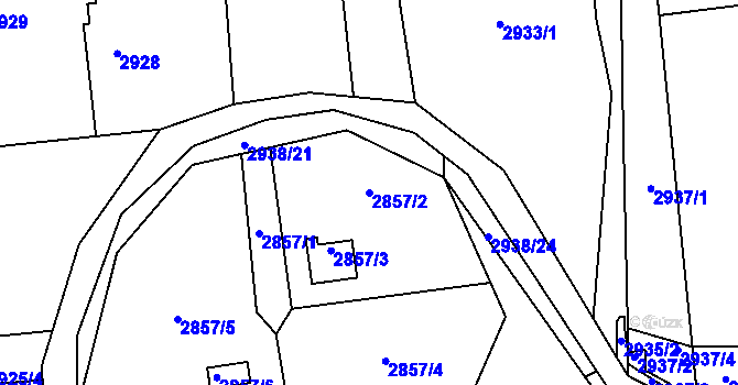 Parcela st. 2857/2 v KÚ Bludovice, Katastrální mapa