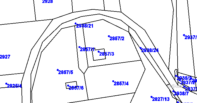 Parcela st. 2857/3 v KÚ Bludovice, Katastrální mapa