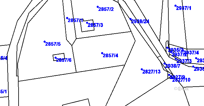Parcela st. 2857/4 v KÚ Bludovice, Katastrální mapa