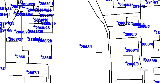Parcela st. 2863 v KÚ Bludovice, Katastrální mapa