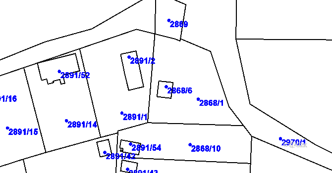 Parcela st. 2868/6 v KÚ Bludovice, Katastrální mapa