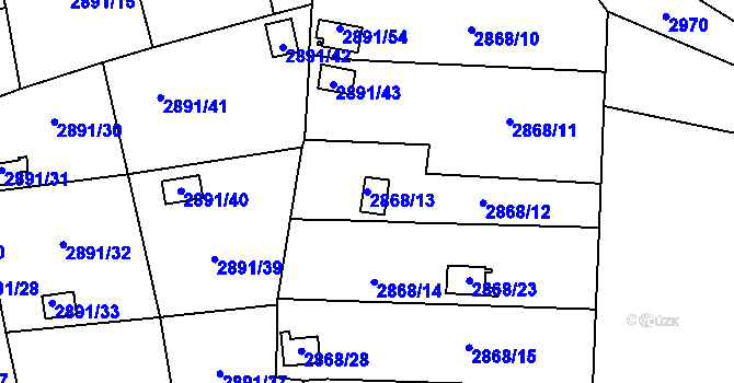 Parcela st. 2868/13 v KÚ Bludovice, Katastrální mapa