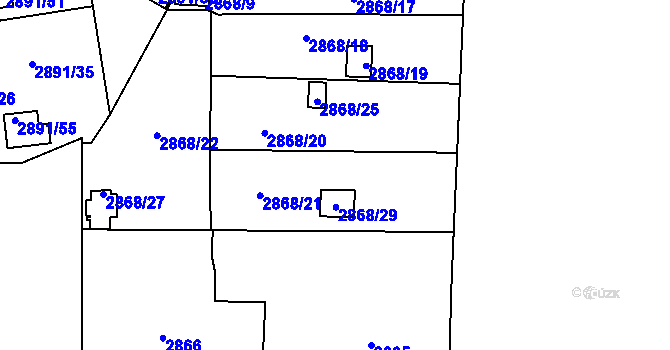 Parcela st. 2868/21 v KÚ Bludovice, Katastrální mapa