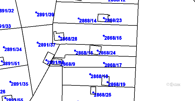 Parcela st. 2868/24 v KÚ Bludovice, Katastrální mapa