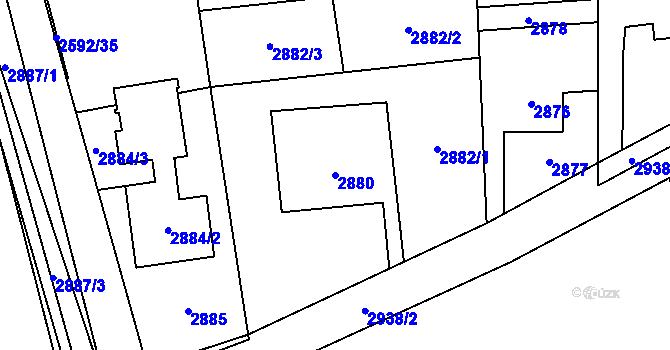 Parcela st. 2880 v KÚ Bludovice, Katastrální mapa