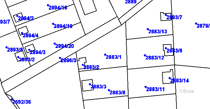 Parcela st. 2883/1 v KÚ Bludovice, Katastrální mapa