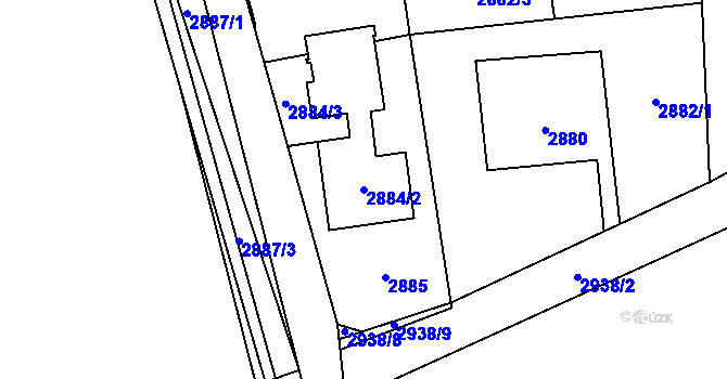 Parcela st. 2884/2 v KÚ Bludovice, Katastrální mapa