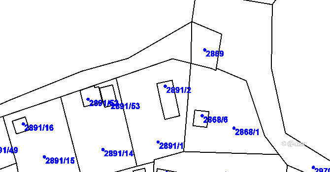 Parcela st. 2891/2 v KÚ Bludovice, Katastrální mapa