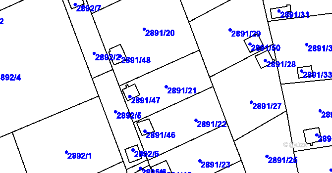 Parcela st. 2891/21 v KÚ Bludovice, Katastrální mapa