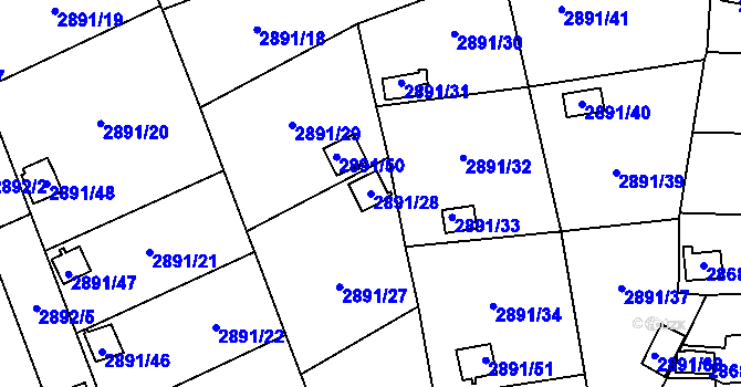 Parcela st. 2891/28 v KÚ Bludovice, Katastrální mapa
