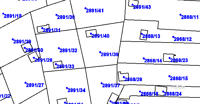 Parcela st. 2891/39 v KÚ Bludovice, Katastrální mapa