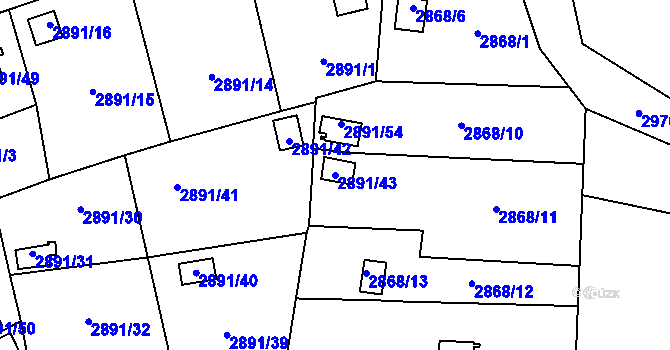 Parcela st. 2891/43 v KÚ Bludovice, Katastrální mapa