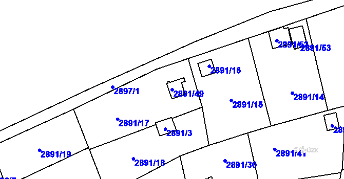 Parcela st. 2891/49 v KÚ Bludovice, Katastrální mapa