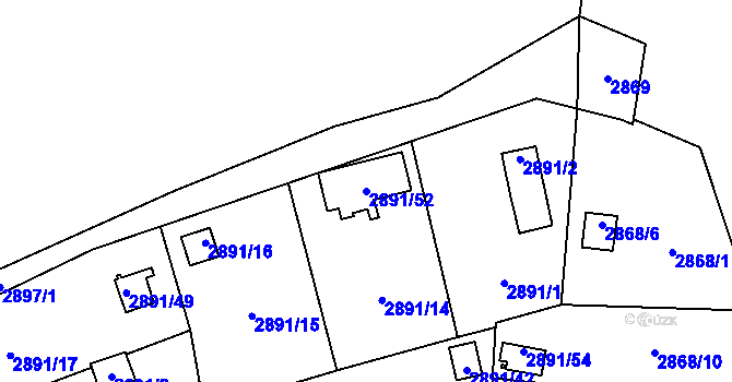 Parcela st. 2891/52 v KÚ Bludovice, Katastrální mapa