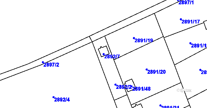 Parcela st. 2892/7 v KÚ Bludovice, Katastrální mapa