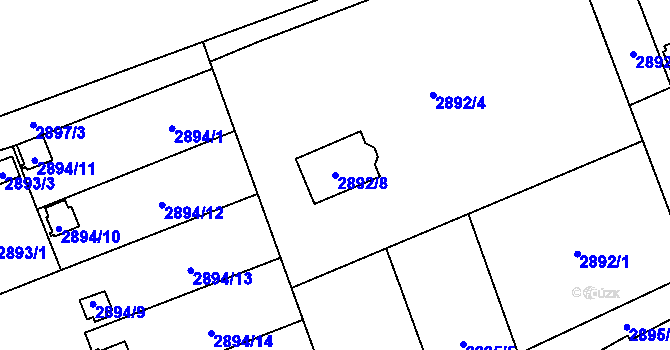 Parcela st. 2892/8 v KÚ Bludovice, Katastrální mapa