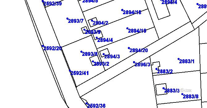 Parcela st. 2894/3 v KÚ Bludovice, Katastrální mapa