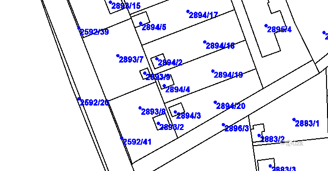 Parcela st. 2894/4 v KÚ Bludovice, Katastrální mapa