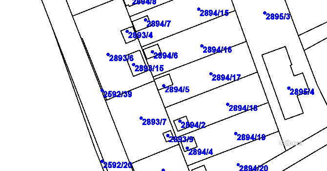 Parcela st. 2894/5 v KÚ Bludovice, Katastrální mapa