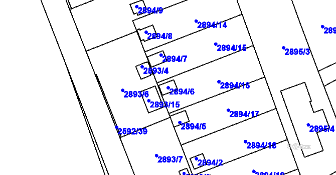 Parcela st. 2894/6 v KÚ Bludovice, Katastrální mapa