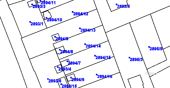 Parcela st. 2894/14 v KÚ Bludovice, Katastrální mapa