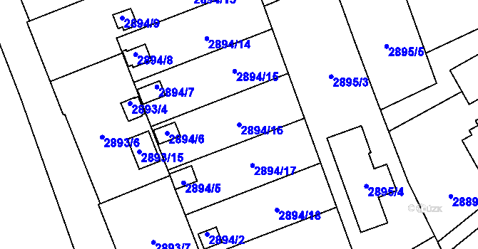 Parcela st. 2894/16 v KÚ Bludovice, Katastrální mapa
