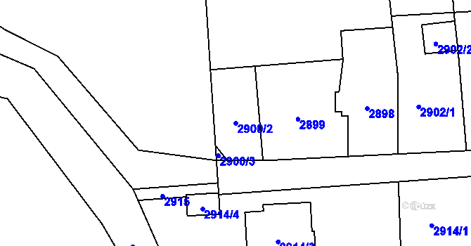Parcela st. 2900/2 v KÚ Bludovice, Katastrální mapa