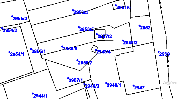 Parcela st. 2948/4 v KÚ Bludovice, Katastrální mapa