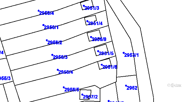 Parcela st. 2951/5 v KÚ Bludovice, Katastrální mapa