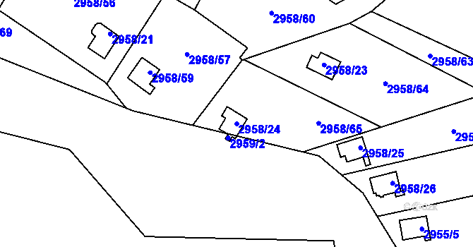 Parcela st. 2958/24 v KÚ Bludovice, Katastrální mapa
