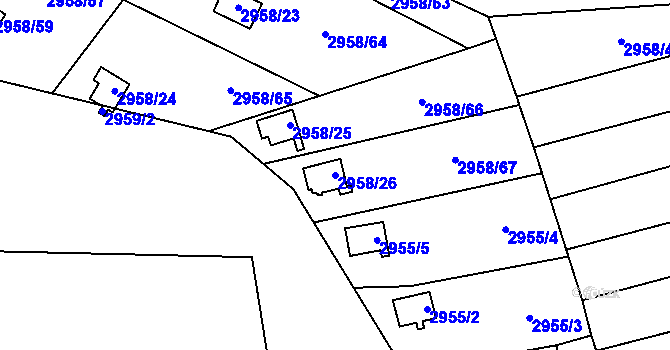 Parcela st. 2958/26 v KÚ Bludovice, Katastrální mapa