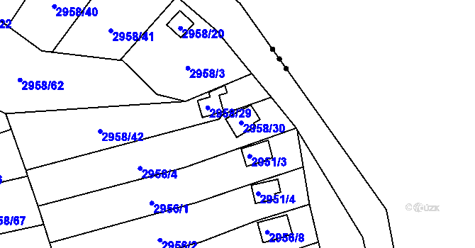 Parcela st. 2958/30 v KÚ Bludovice, Katastrální mapa