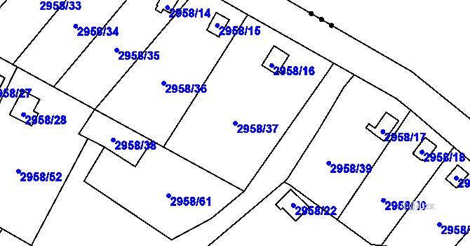 Parcela st. 2958/37 v KÚ Bludovice, Katastrální mapa